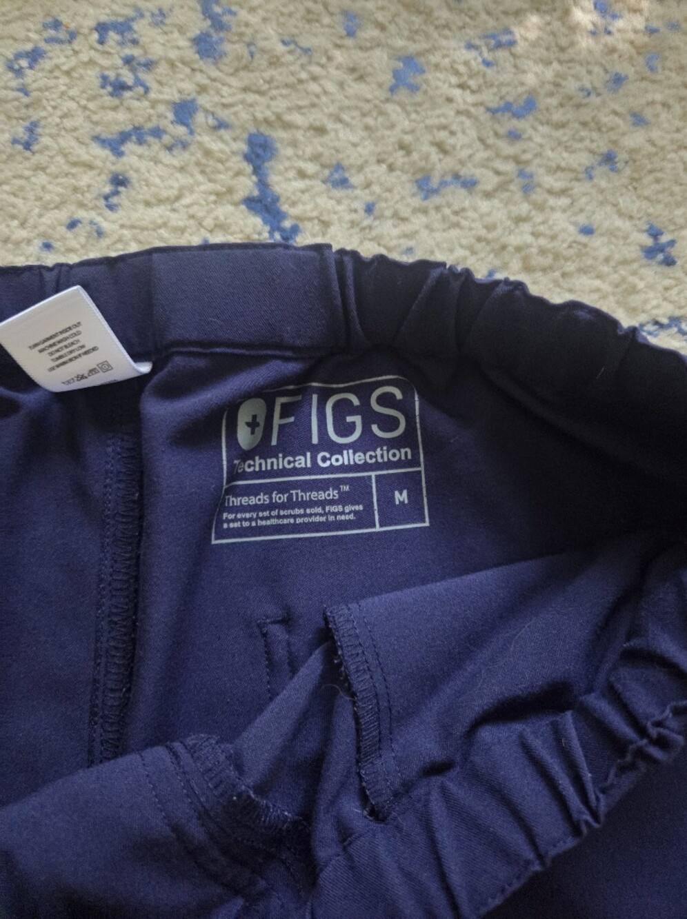 Figs Navy Drawstring Pants - Picture 2 of 6